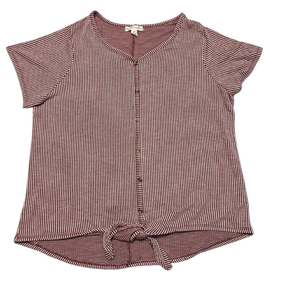 New York Laundry - 3X - Vertical Striped Button Down knot top